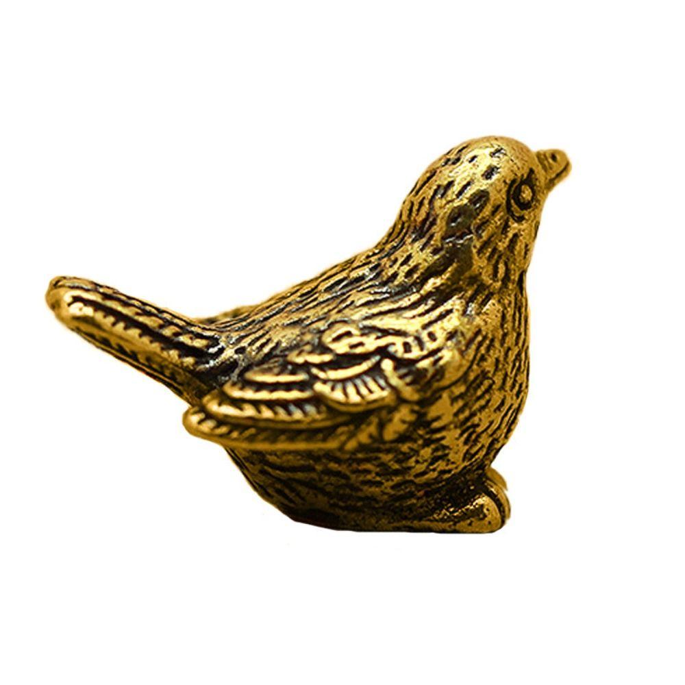 Søt Messing Spurv Statue Vintage Lykkebringende Spurv Miniatyrfigurer Utsøkt Kobber Spurv Ornament Hjem Skrivebordsdekor