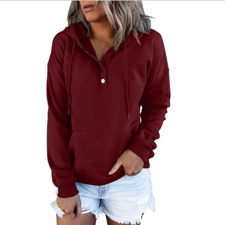 Women's Long-sleeved Loose Casual Hooded Drawstring Pocket Hoodie