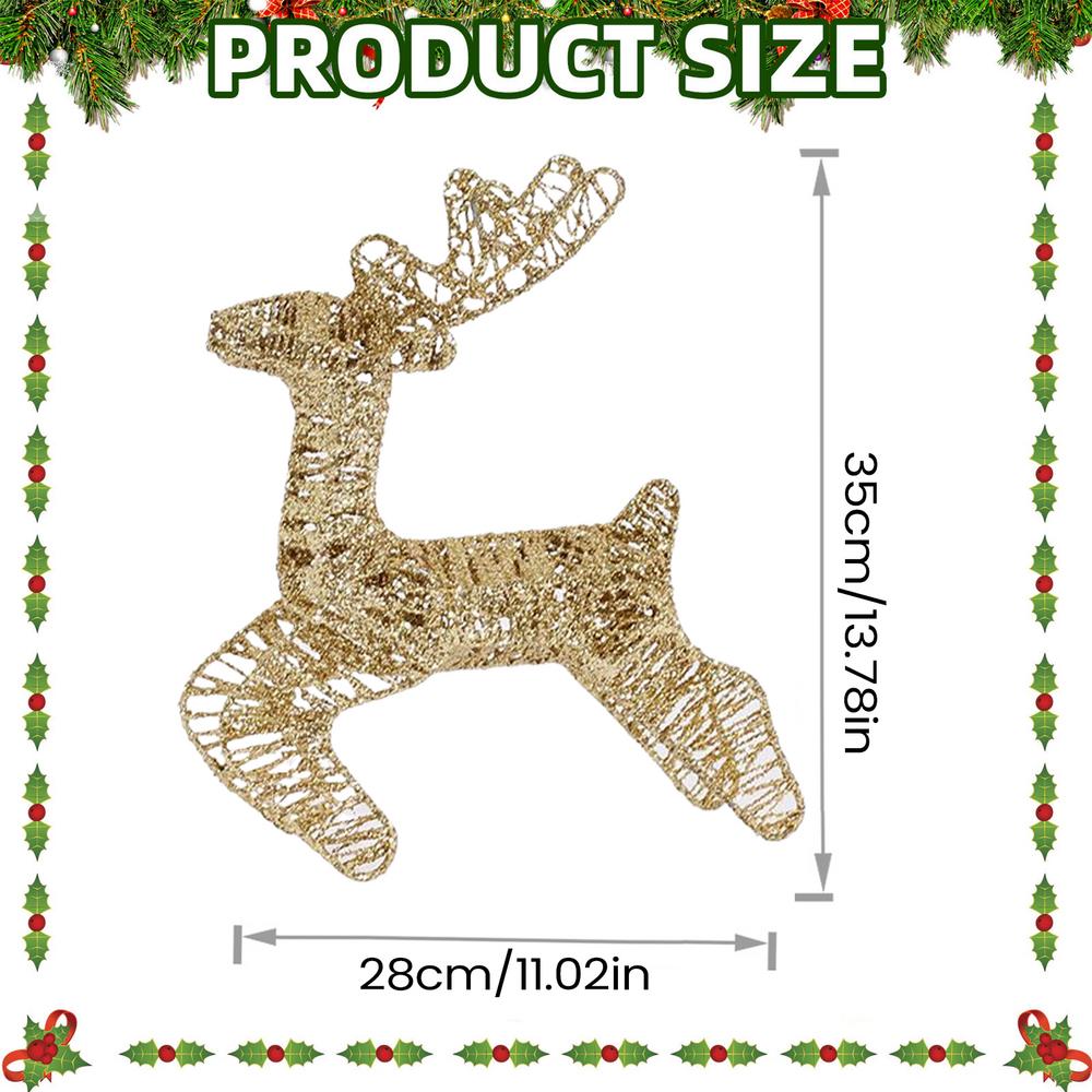 

Lighted Christmas Deer Anti-Rust Winter Holiday Festive Decoration Pre-Lit Glitter Standing Deer For Indoor Outdoor Front Yard золотий