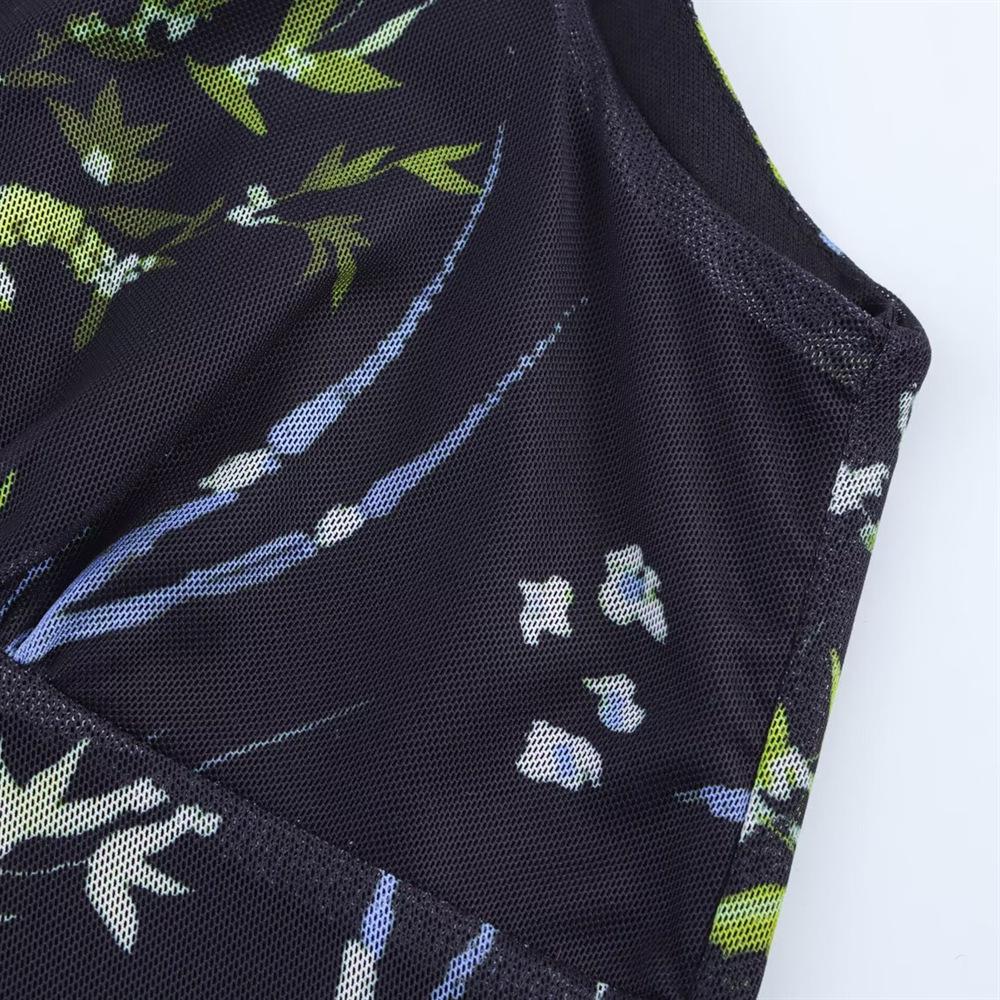 2025 Spring/Summer Women's Slimming Floral Silk V-Neck Sleeveless Dress