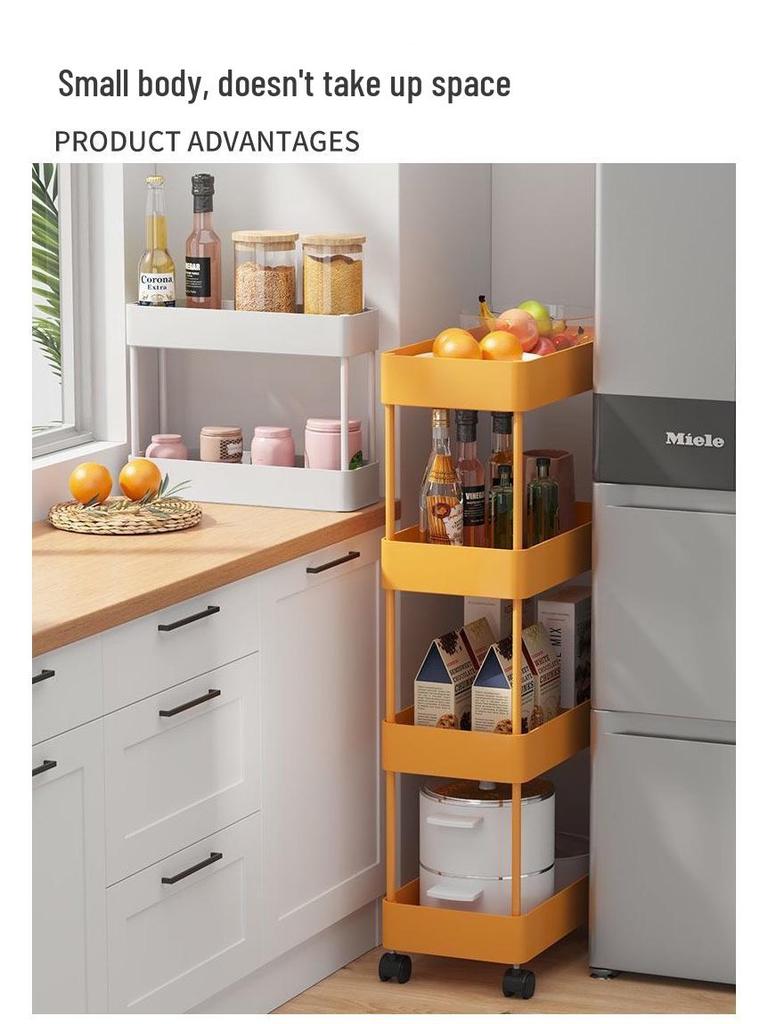 Compact Movable Multi-Layer Storage Rack for Snacks - Simple Floor-Standing Home Shelf