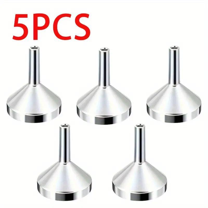5pcs Portable Metal Mini Funnels for Perfume & Essential Oil Transfer - Easy to Use, Alcohol-Free, Compact Accessories for Liquid Dispensing