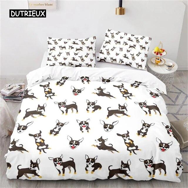 Duvet Cover Cute Cartoon Animal King for Kids Girls Boy Teen Gift Cute Dinosaur Dog Comforter Cover Microfiber Bedding Bedroom three piece set