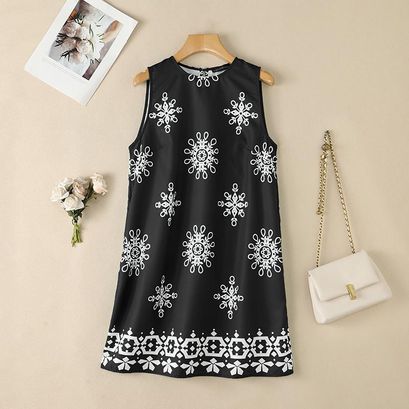 ZANZEA Women Casual Round Neck Sleeveless Print Tank Dress