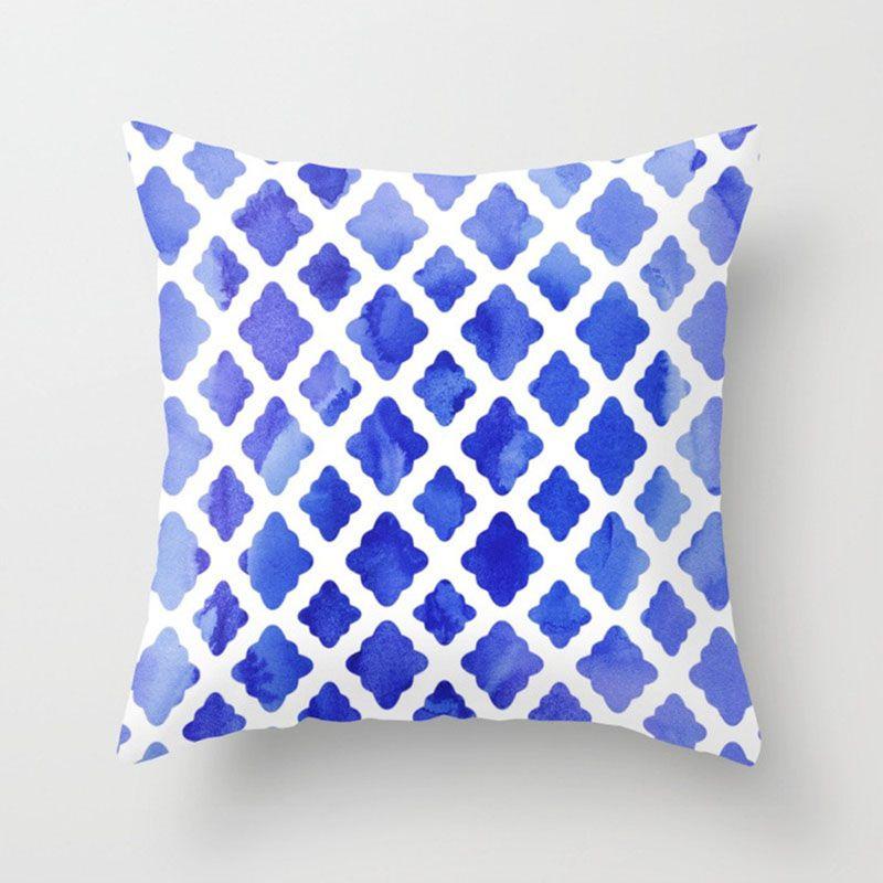 Pattern Blue Simple Pillow Cases Sofa Car Waist Throw Cushion Cover Decor Home