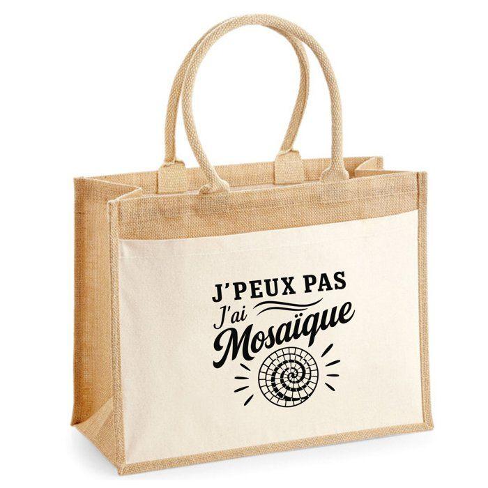 Sac cabas - PLANETEE - Collection « J'peux pas minimaliste » - toile de jute et coton - 21 L - illustration au trait noir