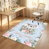 Floral Garden Theme Crystal Velvet Rug Personalized Custom Name Text Soft Floor Mat Home Decor