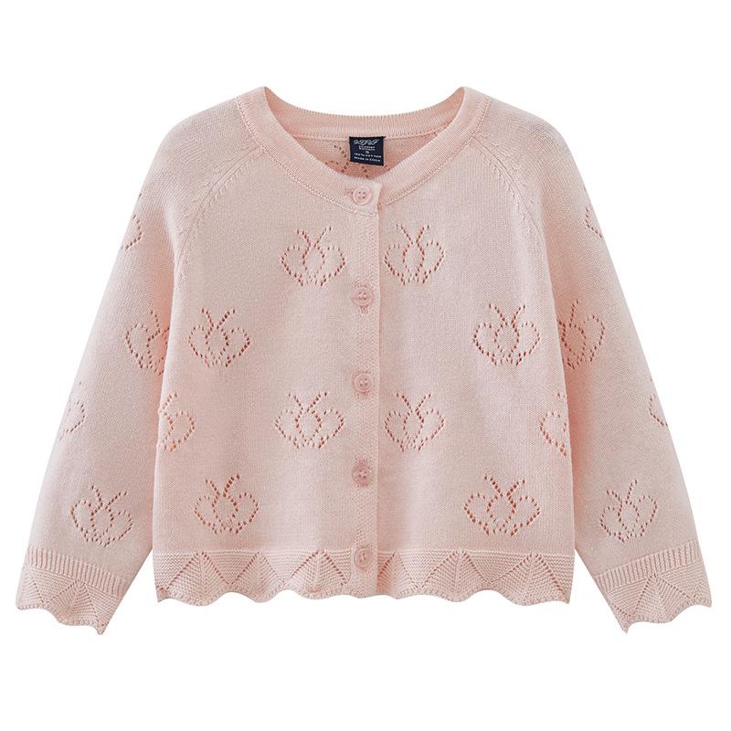 Dětský pletený kardigan Tenký bavlněný nežmolkující bunda Ochrana proti slunci Dívčí svetr kardigan