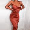 Summer Women's Sleeveless Satin Long Dress Elegant Bandage Backless Hollow Out Party Dress Sexy Vestidos For Special