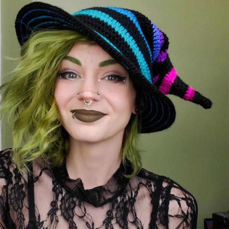 Skin-friendly Knit Witch Hats Handmade for Halloween Diy Hair Accessories Crafts Halloween Carnival Party Supplies