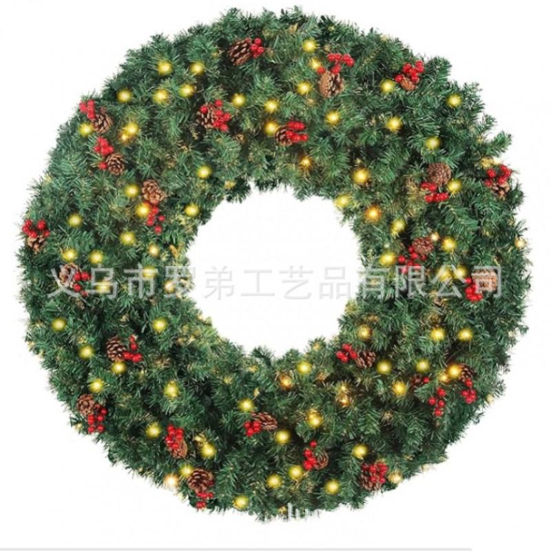 Christmas Decorations Set: LED String Lights Red Poinsettia Flowers Wreath Door Hanging Home Festive Interior