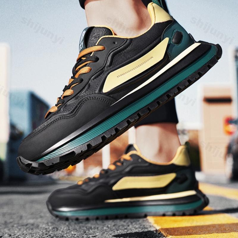 Fashion Mens Casual Shoes 2025 Autumn New  Comfortable Thick Sole Mixed Colour Outdoor Breathable Anti Slip Male Sneakers Retro Footwear