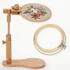 Wood Embroidery Stand with Repositionable Fabric Support, Smooth Components, and Rounded Edges During Needlework Tasks
