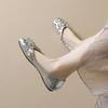 Square head single shoes women's rhinestones with skirts Gentle shallow mouth women