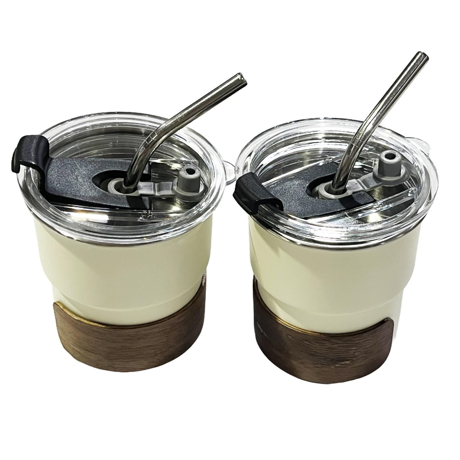 304 stainless steel cup heat-resistant wooden cover straw, cup and cup lid