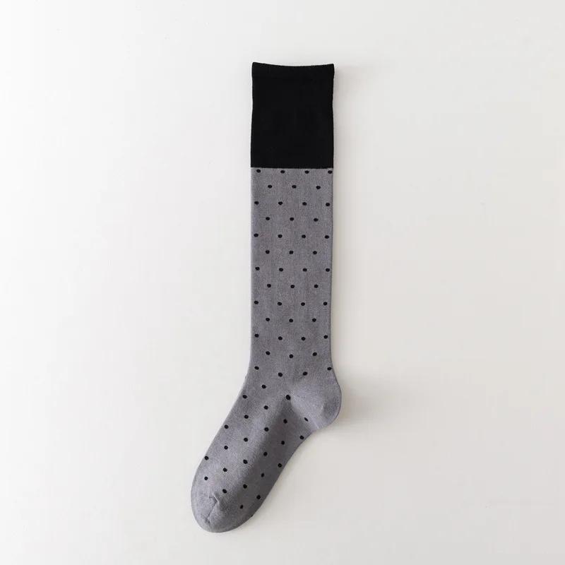 Женские носки в горошек, matching по цвету, вязаные хлопковые носки до колена, носки в студенческом стиле Jk, школьные длинные носки One Size