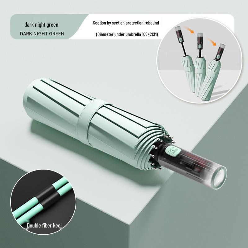24-Bone Automatic Windproof Folding Umbrella for Men, Rain or Shine, with UV Sun Protection