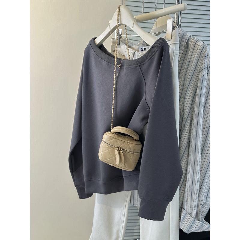 

Real shot diagonal neck sweater women s thin loose sweet and spicy off-shoulder long-sleeved top jacket 2XL