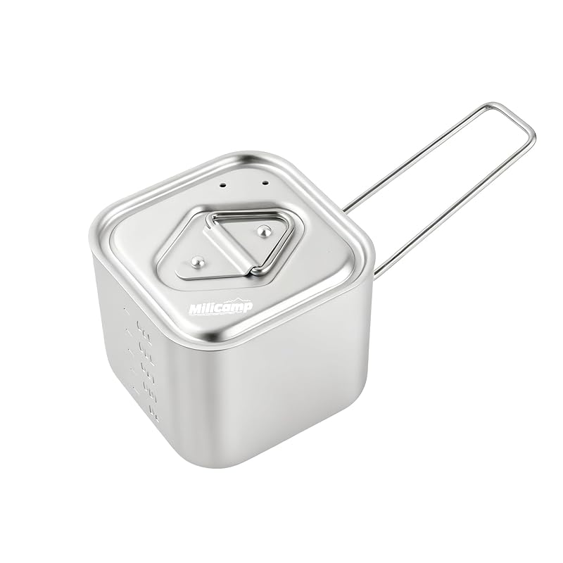 Котелок MiliCamp (с крышкой и ручкой), Ультралегкая походная кастрюля, 300 мл, Пароварка