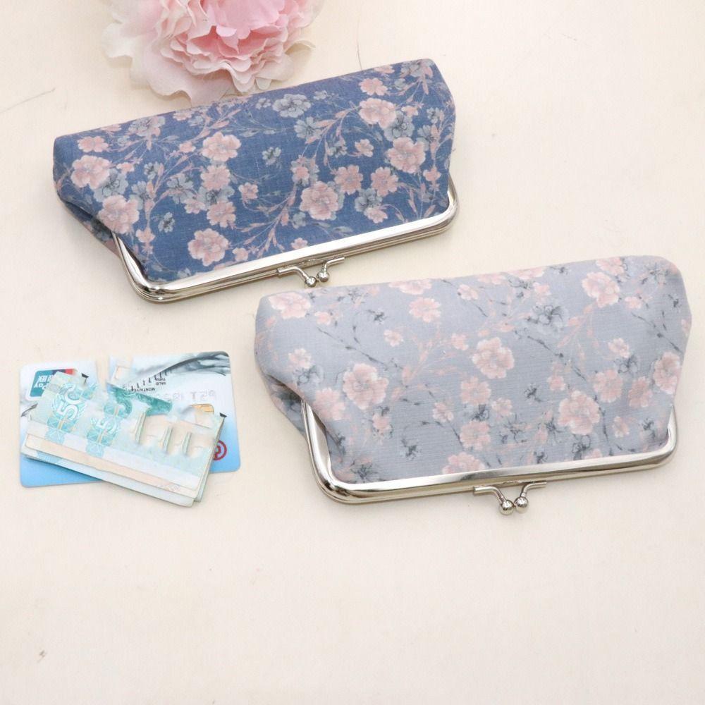 Printing Long Kiss Lock Wallet Hasp Money Clutch Bag Retro Retro Flower Coin Purse  Small Item