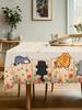 1 Piece of Cute Cartoon Cat Round and Rectangular Tablecloth, Available In 5 Sizes, Adorable Cartoon Cat Playful Pattern Print Deskcloth, Embossed Edg