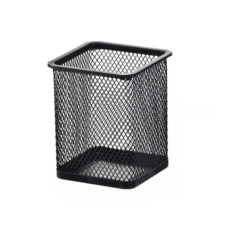 

Pen Holder Storage Box Iron Art Hollow Desktop Storage Square Minimalist Multifunctional Pen Holder for Students Office Supplies