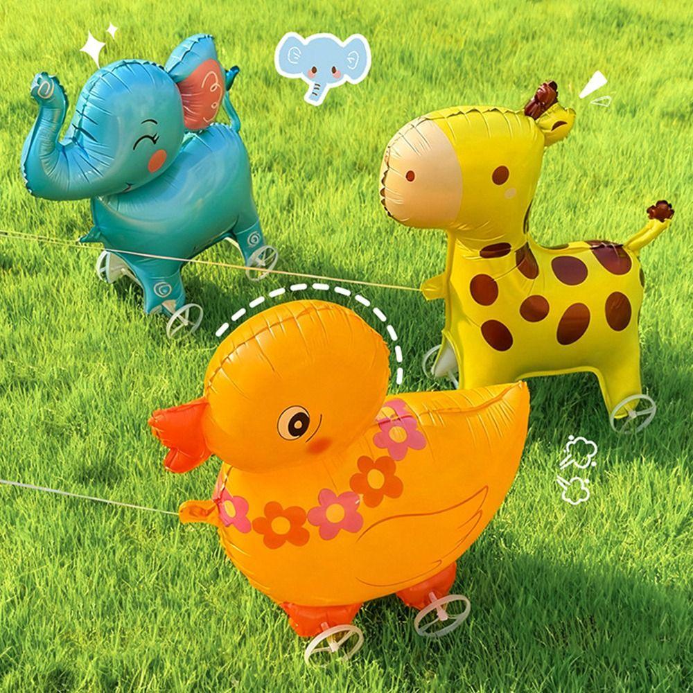 Movable Design 4D Dinosaur Balloons With Wheels Foil Balloons With Wheel  Photo Props