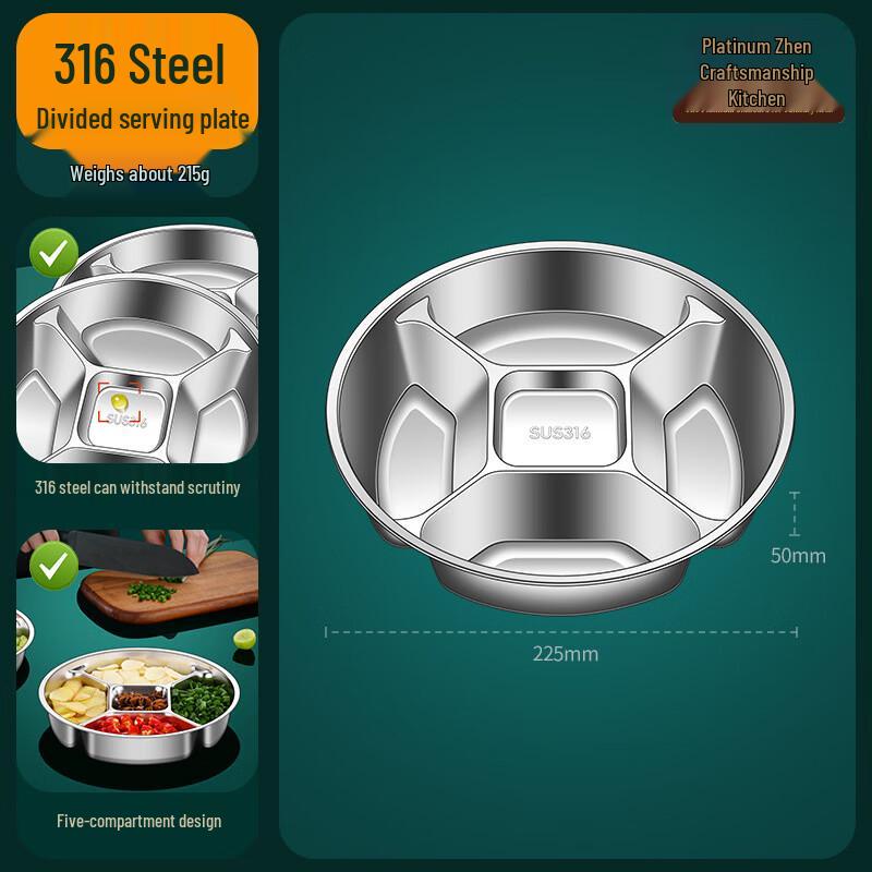 Bozhen 316 Stainless Steel Compartment Prep Dishes