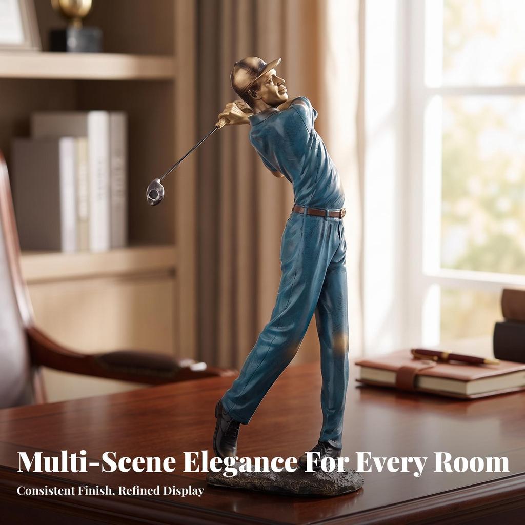 Golfer Figurine Sculpted Golf Modern for Office, TV Cabinet, Golfers