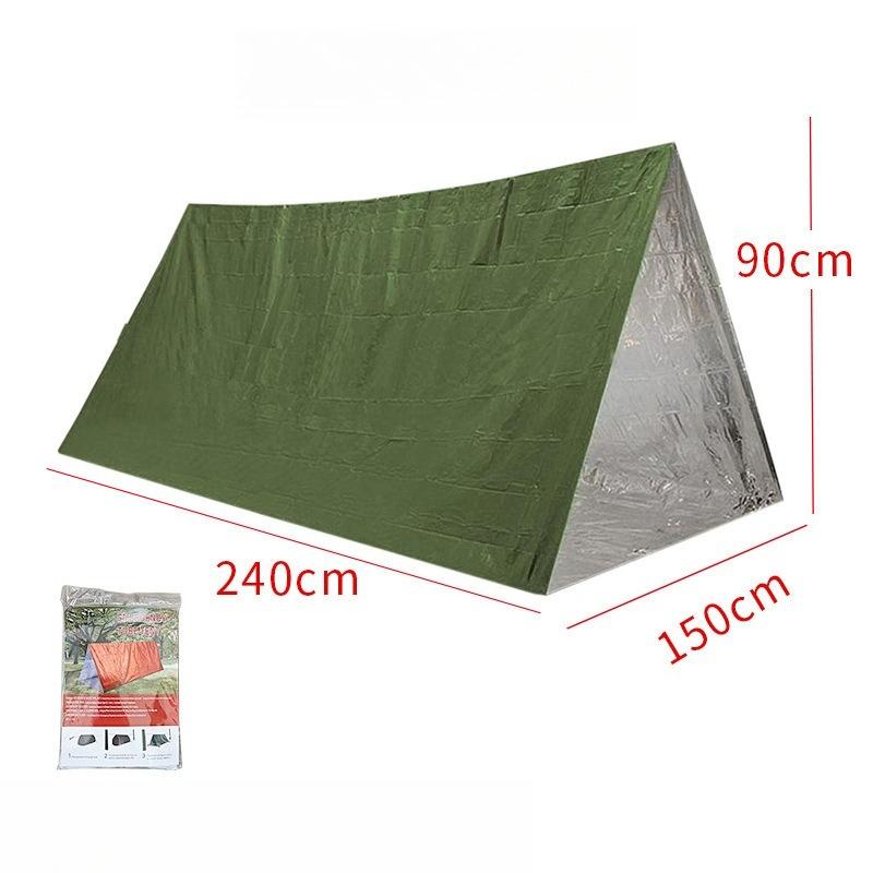 Portable Orange and Silver Emergency Tent with Thermal Reflective Material for Outdoor Survival and Camping