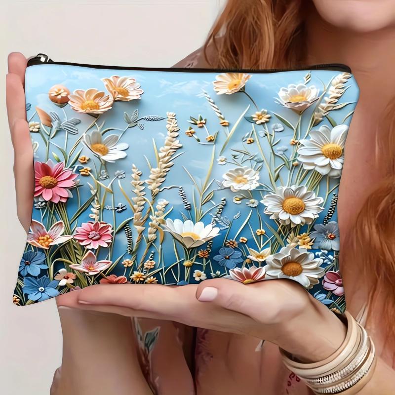 Boho Vintage Double-Sided Printed Cosmetic Bag Travel Toiletry Bag For Women Large Capacity Makeup Bag Storage Bags Gifts