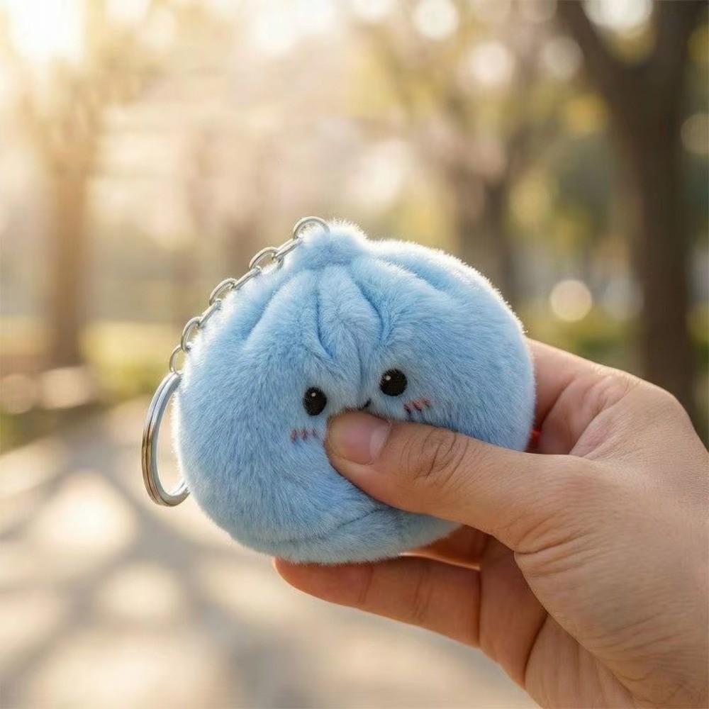 Soft Fluffy Plush Squishy Keychain Plush Steamed Buns Keyring  Relaxing Gift