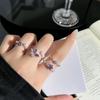 Korean-Style Purple Mist Flower Butterfly Open Ring - Women's Fashion Stackable Accessory