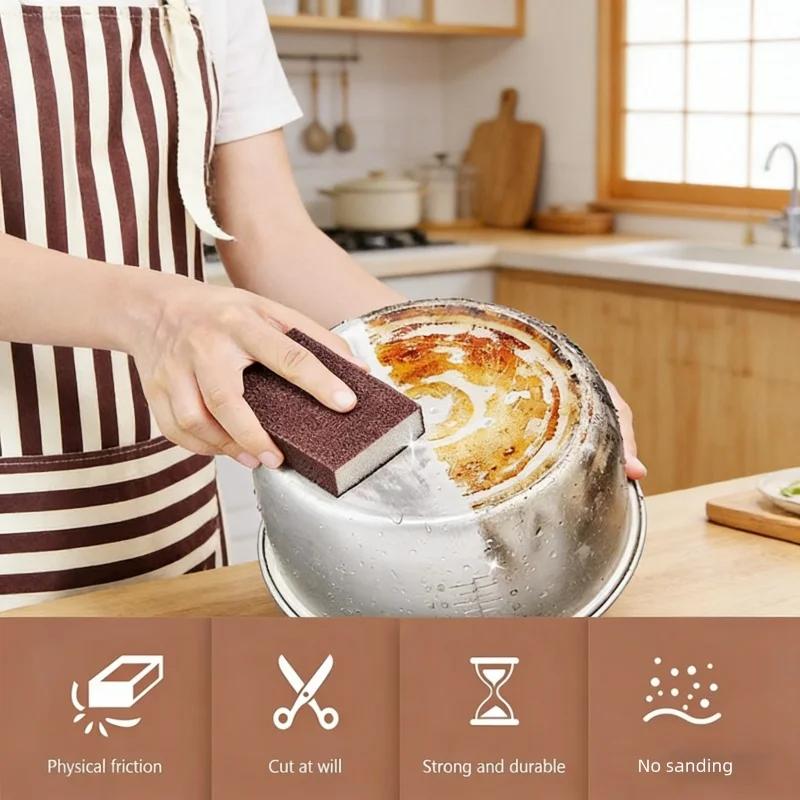 Magic Sponge Eraser Emery Cleaning Brush Silicon Carbide Descaling Cleaner for Stove Top Pot Kitchen Utensils Deep Cleaning Tool