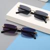 Rectangle Men Sunglasses UV 400 Driving Shades Eyewear Vintage Rimless Sunglasses  Outdoor