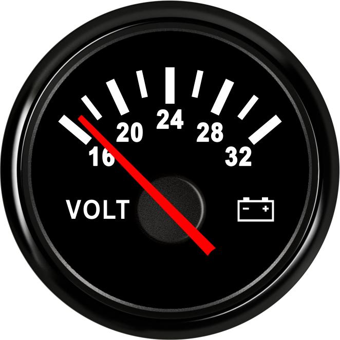 52 Mm Marine Voltmeter Volt Meter Gauge 8-16 Volts 16-32 Volts Car Voltage Gauges for Caravan Boat Marine Red Backlight 12V 24V