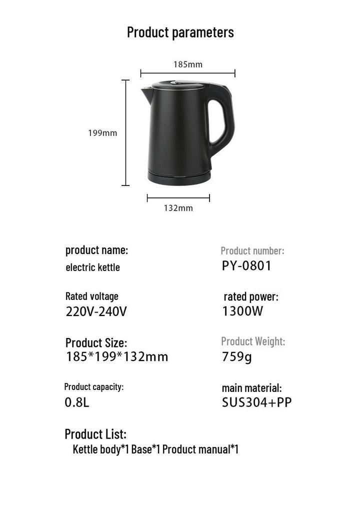 304 Stainless Steel Electric Tea Kettle Set with Auto Power Off for Hotels and Guesthouses