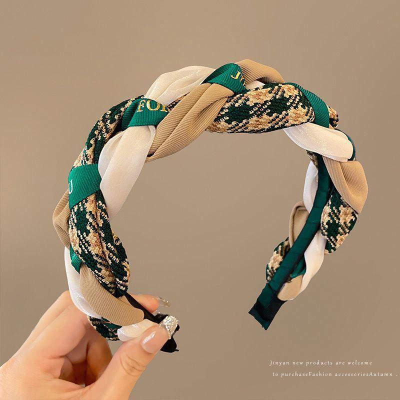 Vintage Twine Plaid Hairband For Women Lady Elegant Hair Ornament Outdoor Headband Hair Hoop Fashion Hair Band Hair Accessories