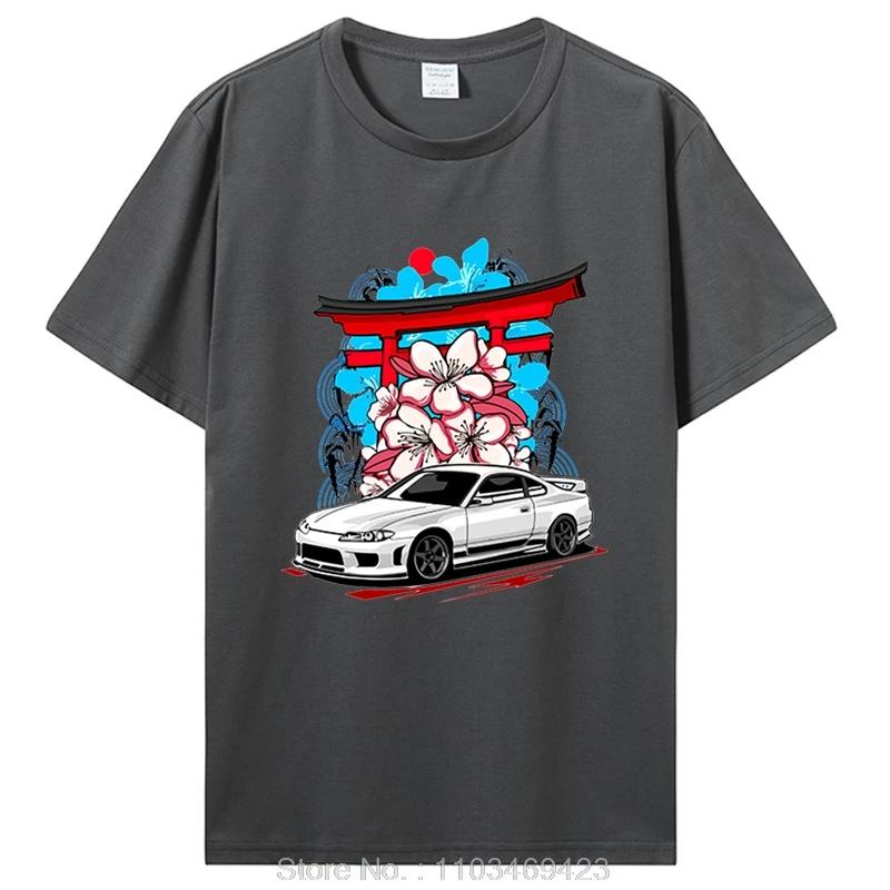 Silvia S15 White Car Graphic T Shirts Initial D Drift TShirt Cotton Short Sleeve Oversize T-shirt Clothing Oversized