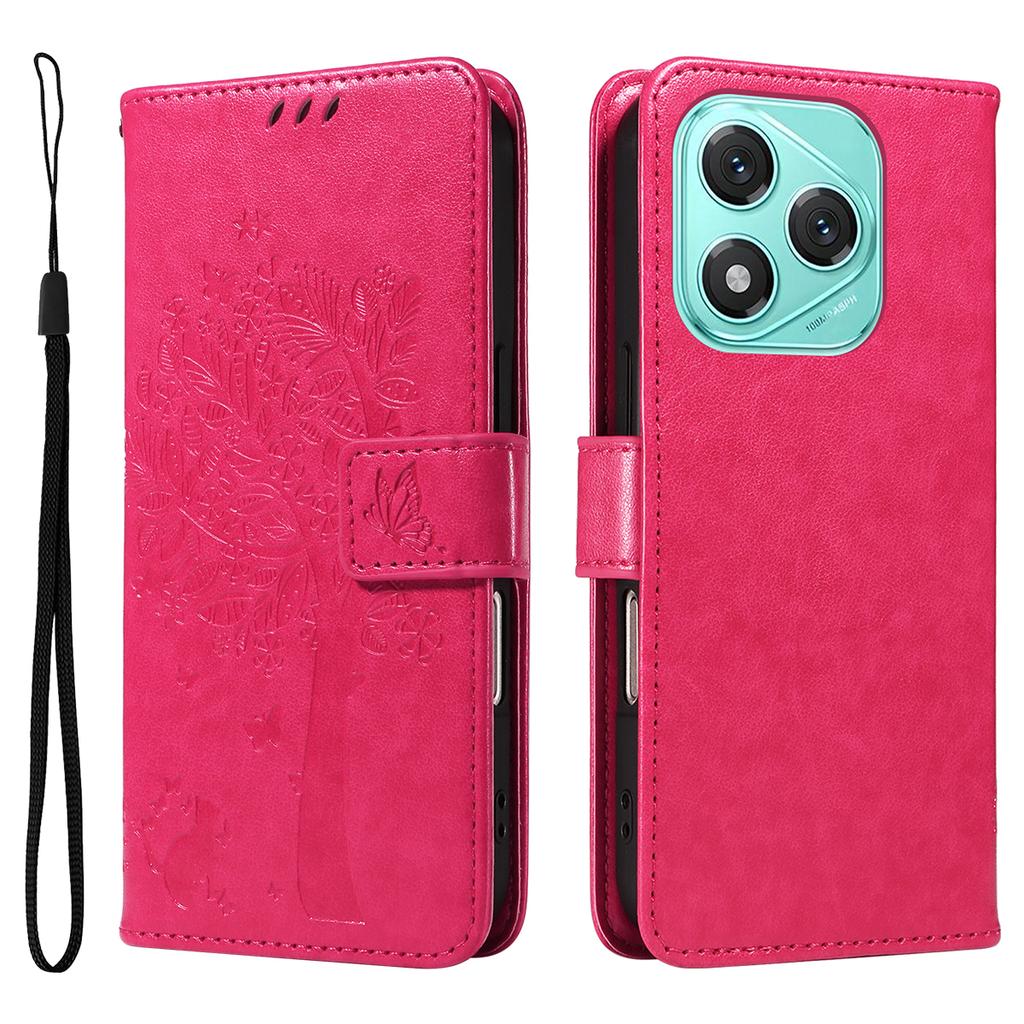 For Honor 400 Lite Phone Case with Stand Cat Tree Pattern Leather Wallet Mobile Cover