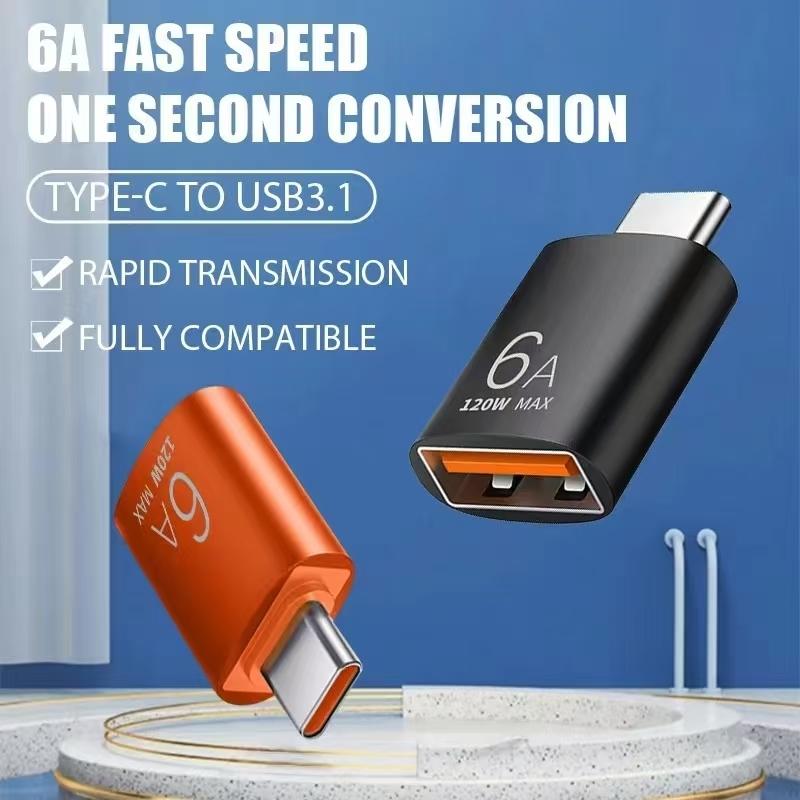 USB C auf USB Adapter OTG Kabel mit 6A Schnellladung, Kompatibel mit Telefon, Tablet, Laptop, für U Disk, Tastatur, Maus, Kartenleser