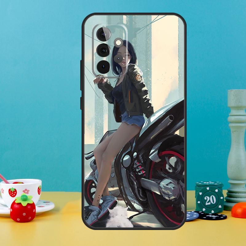 Motorcycle Girl Anime Case For Samsung Galaxy A05 A36 A56 A26 A16 A53 A33 A13 A12 A32 A52 A55 A35 A15 A54 A34 A14
