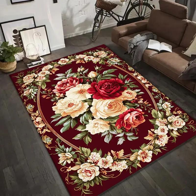 

Винтажный цветочный ковер, коврик для прихожей, для гостиной, спальни, ковер, коврик для стирки, машинная стирка, для внутреннего и наружного использования, придверный коврик 40x60cm16x24in