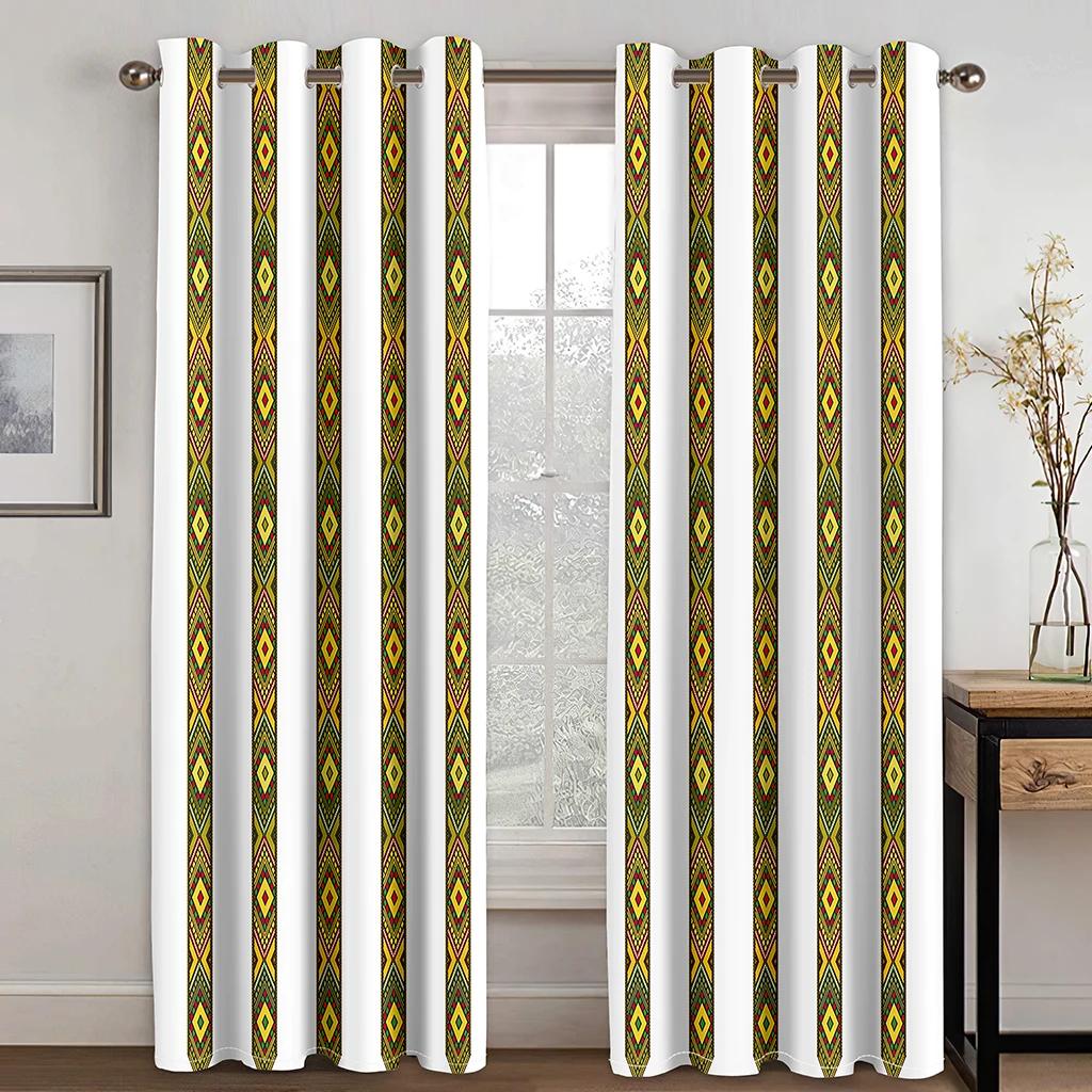 Ethiopian Ethnic Special Decoration Thin Fabric Curtain for Living Room Bedroom Curtain 3D Print Luxury Window Treatment Drapes