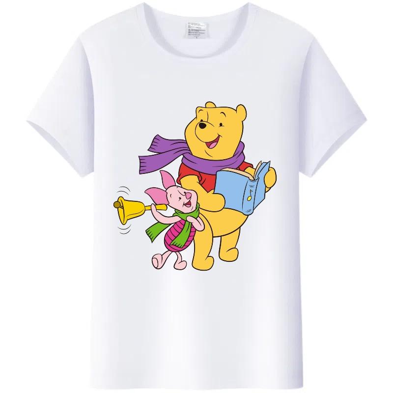 Y2K Tshirt Kawaii Clothes Tops Unisex Cartoon Winnie The Pooh Tigger Graphic T-shirt Summer Blouses White Tees