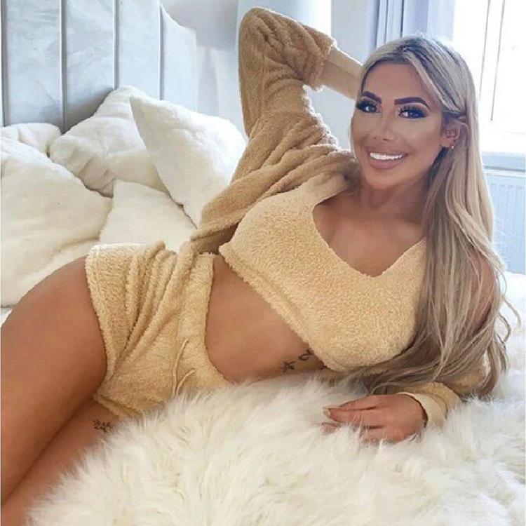 Plush Long-Sleeve Casual Three-Piece Set: Jacket, Vest & Shorts