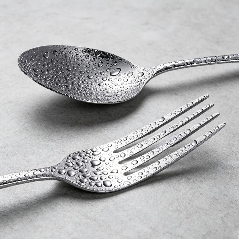 1 Set Stainless Steel Cutlery Set Spoon Fork Combo Dishwasher Safe Simple Design for Home Kitchen Dining Table Use