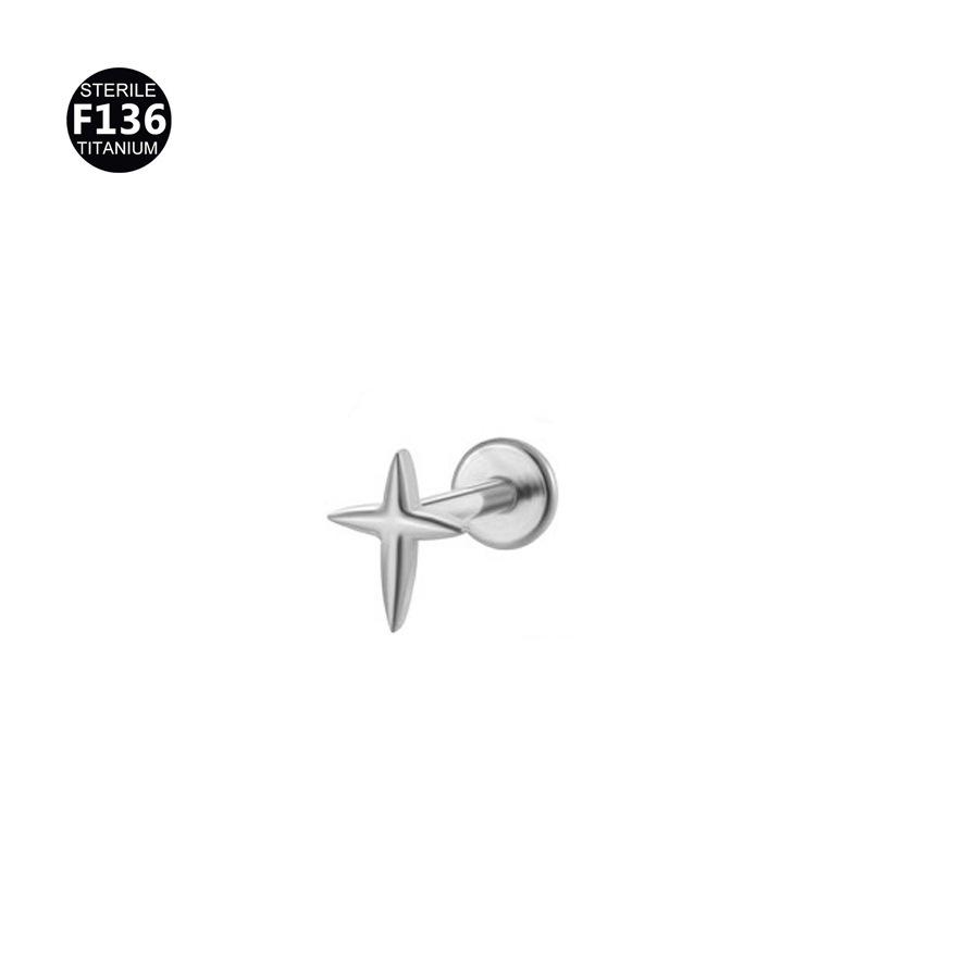 Titanium 0.9 Tooth Pendant Zircon Stud Earrings: Peach Heart & Star Design