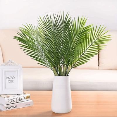 10Pcs Green Leaves Plastic Tropical Leaves with Stems Artificial Plants Party Decor