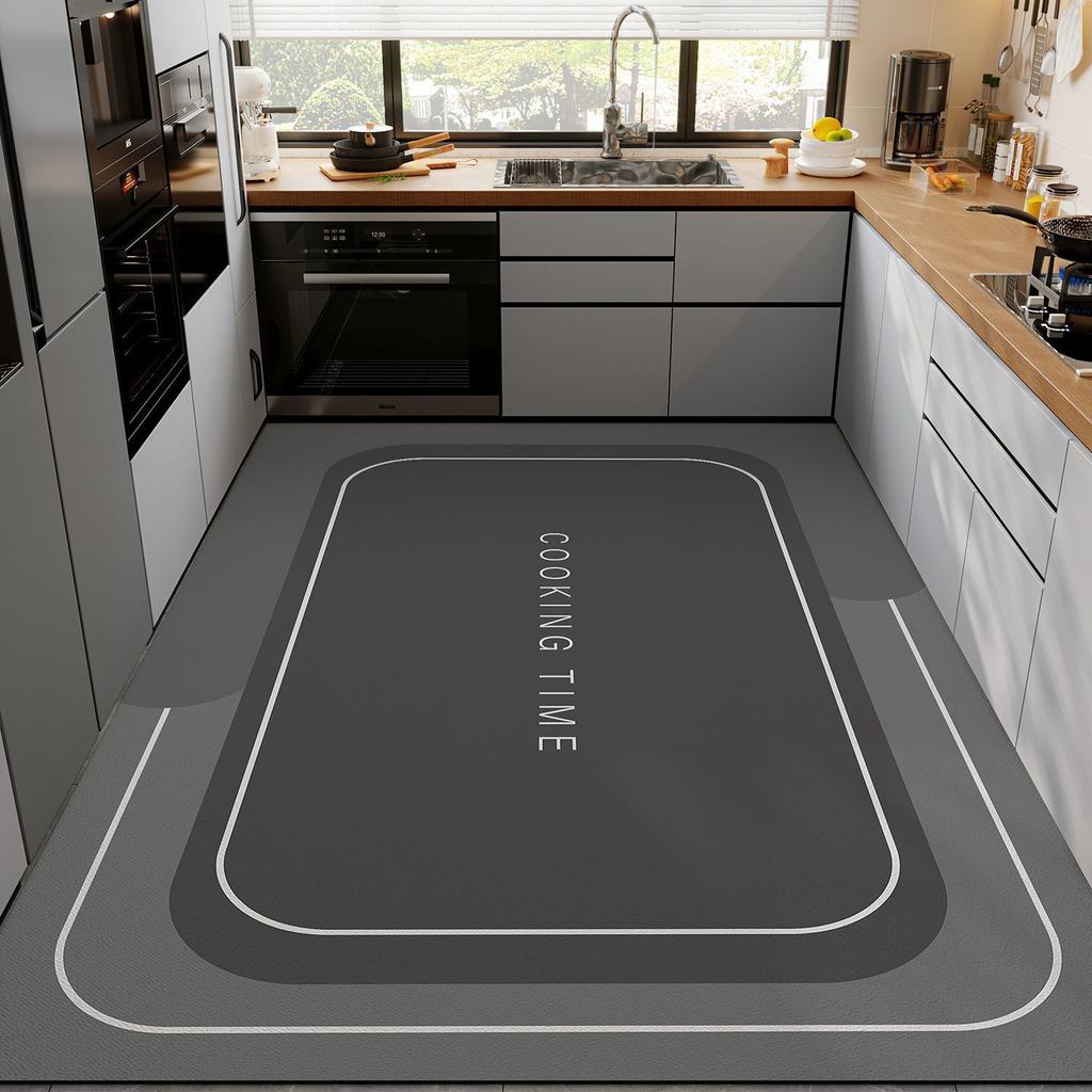 Diatom Mud Kitchen Mat Non-Slip Oil-Resistant Water-AbsorbentWipeable No-Wash Doormat Dirt-Resistant Waterproof Wall-to-Wall Carpet